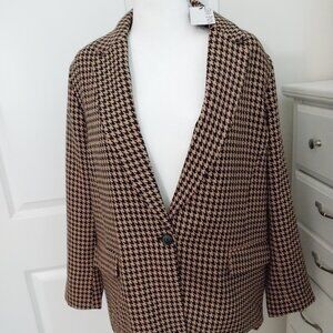 HP🎉🎉🎀🌷🌺💗Nine West Blazer XXL-22 NWT, Gold-Black Houndstooth Jacket